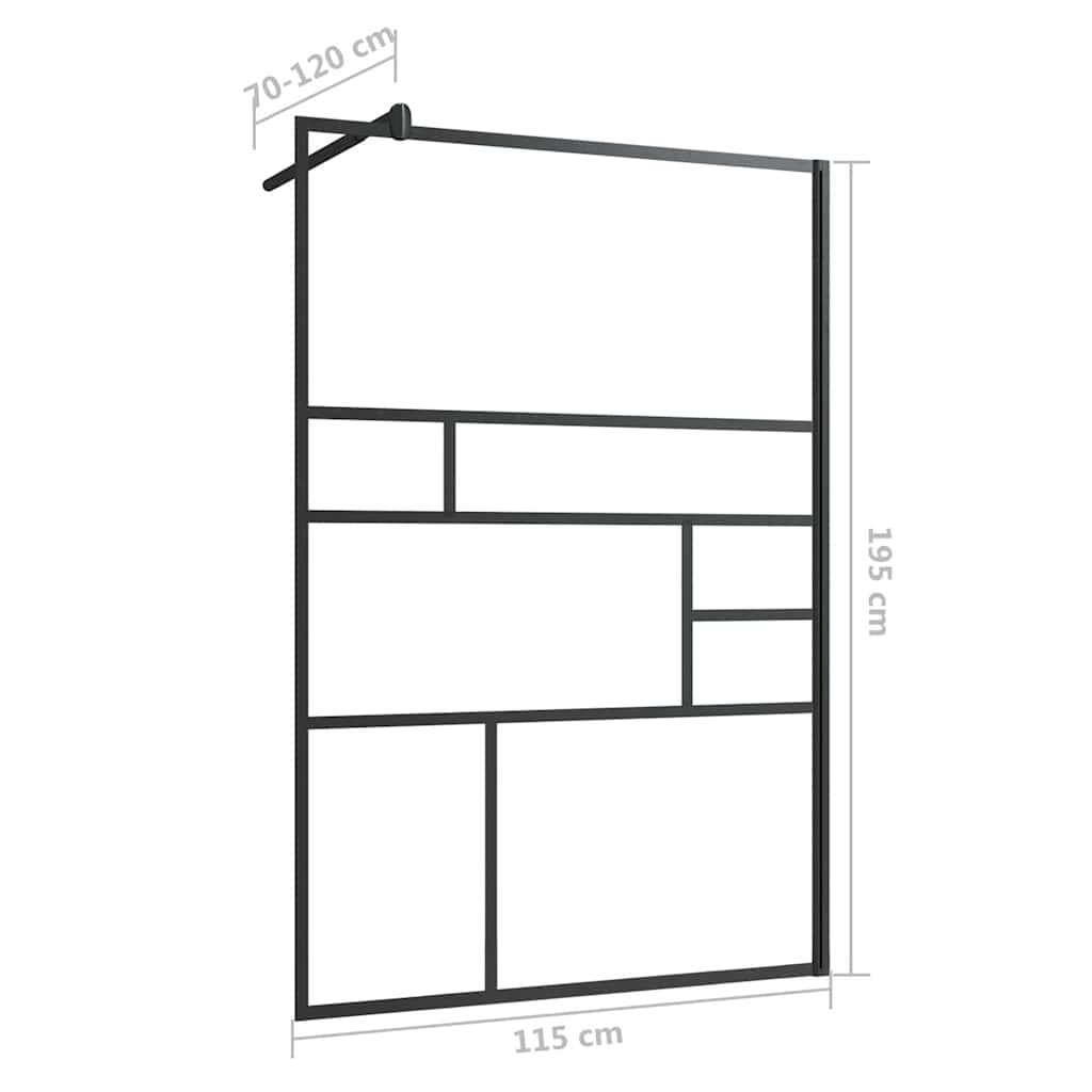 Pregrada za tuširanje s prozirnim staklom ESG 115 x 195 cm crna