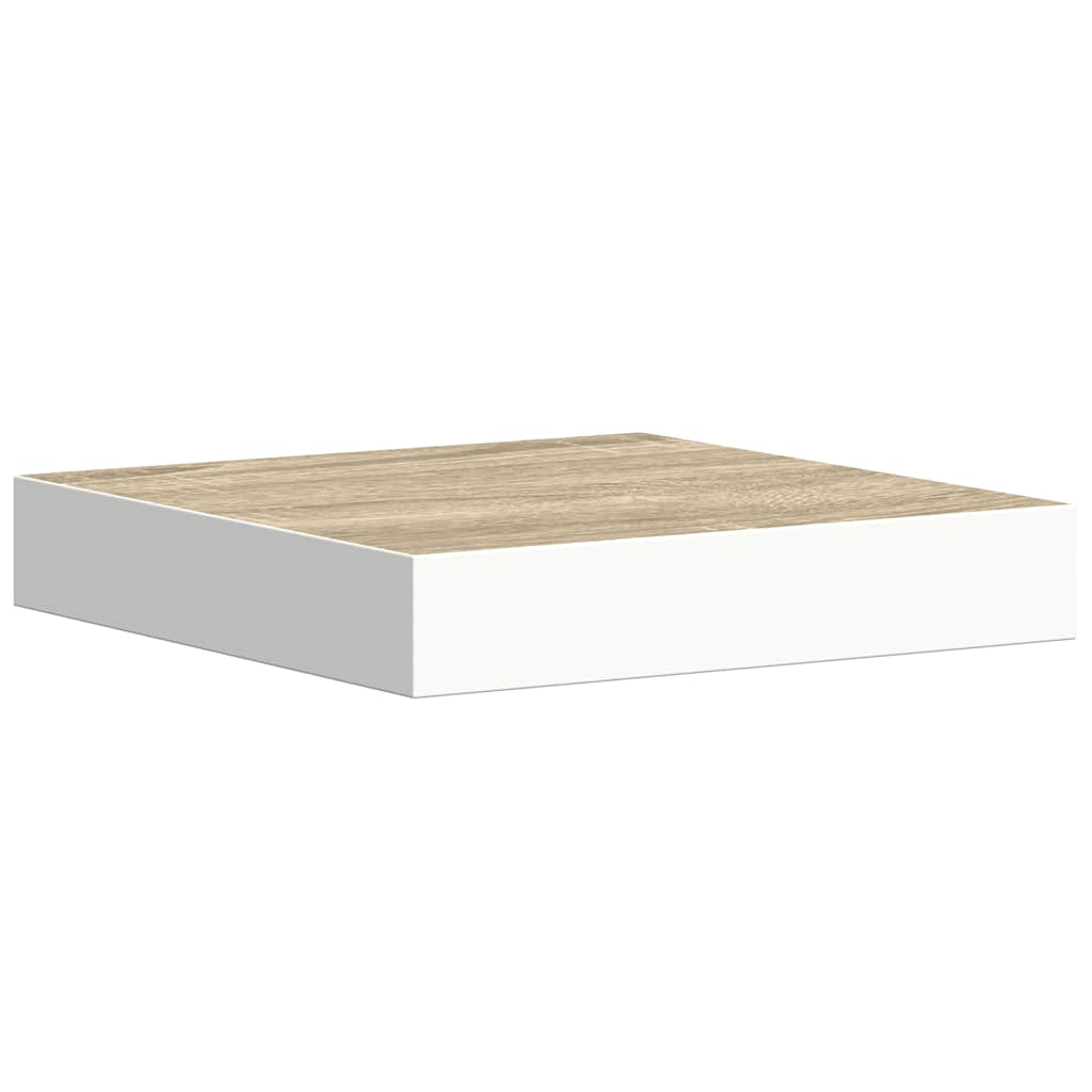 Plutajuće zidne police 4 kom hrast i bijele 23x23,5x3,8 cm MDF