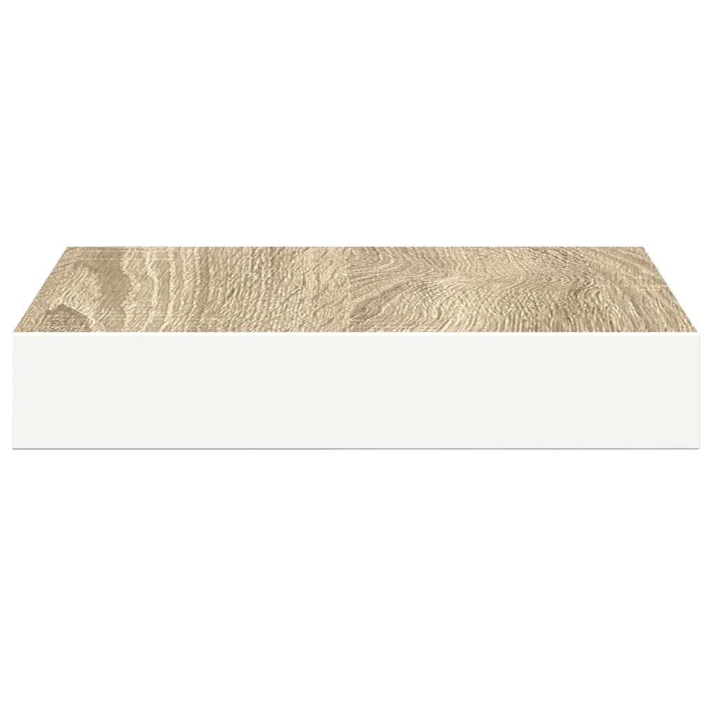 Plutajuće zidne police 4 kom hrast i bijele 23x23,5x3,8 cm MDF