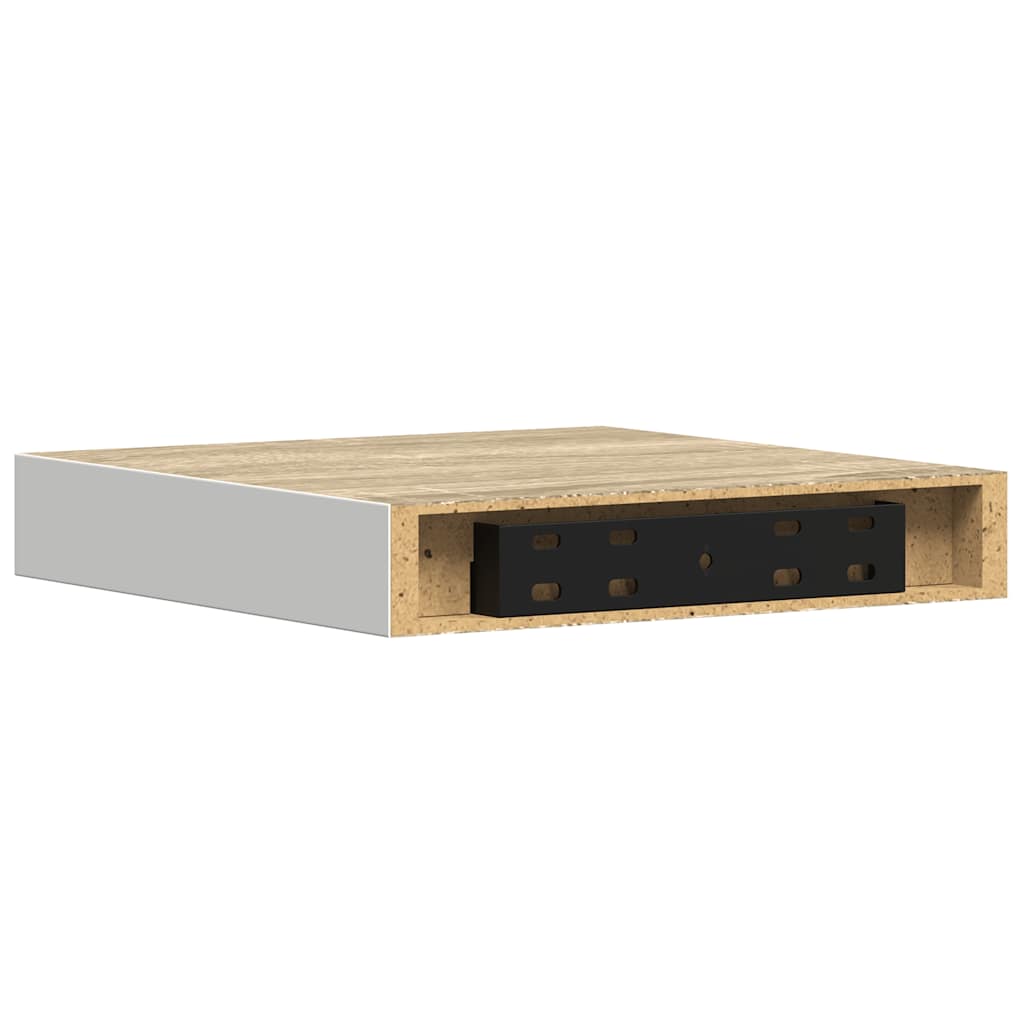 Plutajuće zidne police 4 kom hrast i bijele 23x23,5x3,8 cm MDF