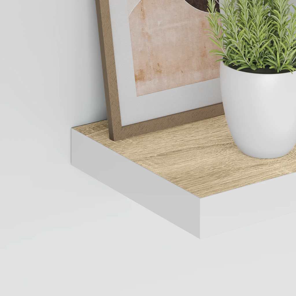 Plutajuće zidne police 4 kom hrast i bijele 40x23x3,8 cm MDF