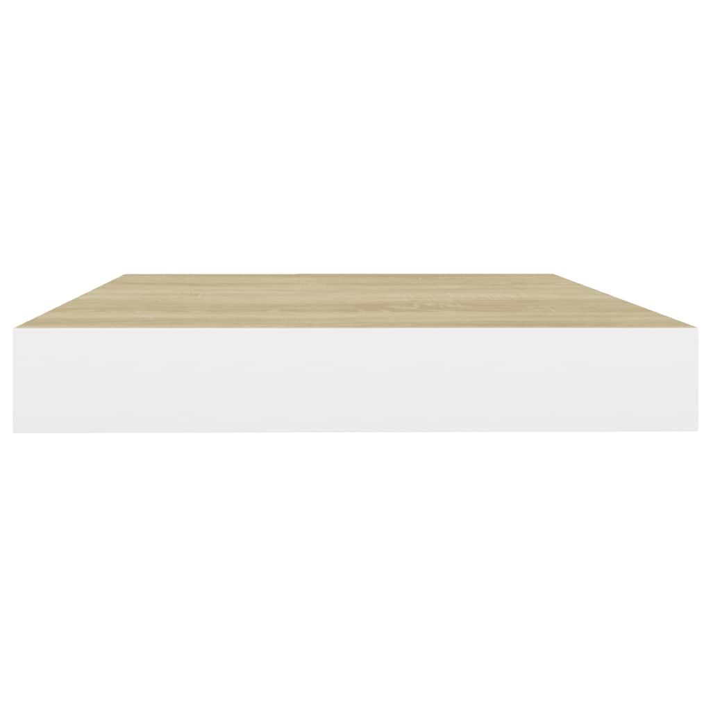 Plutajuće zidne police 4 kom hrast i bijele 40x23x3,8 cm MDF