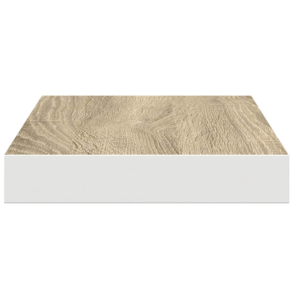 Plutajuće zidne police 4 kom hrast i bijele 40x23x3,8 cm MDF