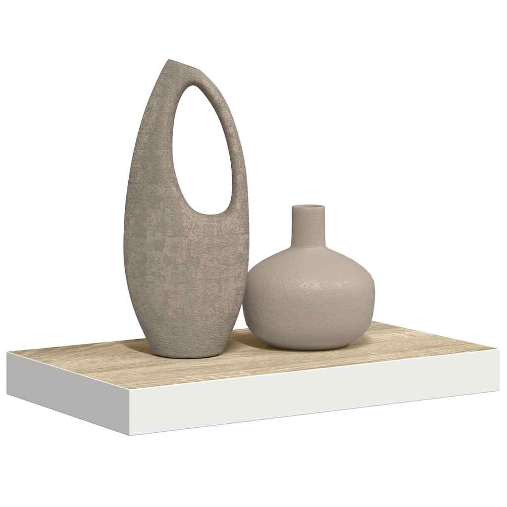 Plutajuća zidna polica boja hrasta i bijela 50x23x3,8 cm MDF