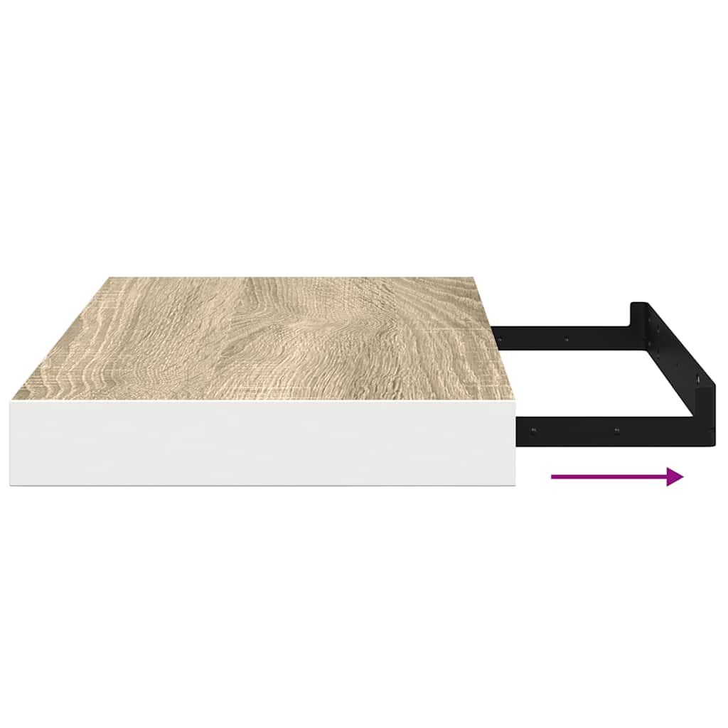 Plutajuća zidna polica boja hrasta i bijela 50x23x3,8 cm MDF