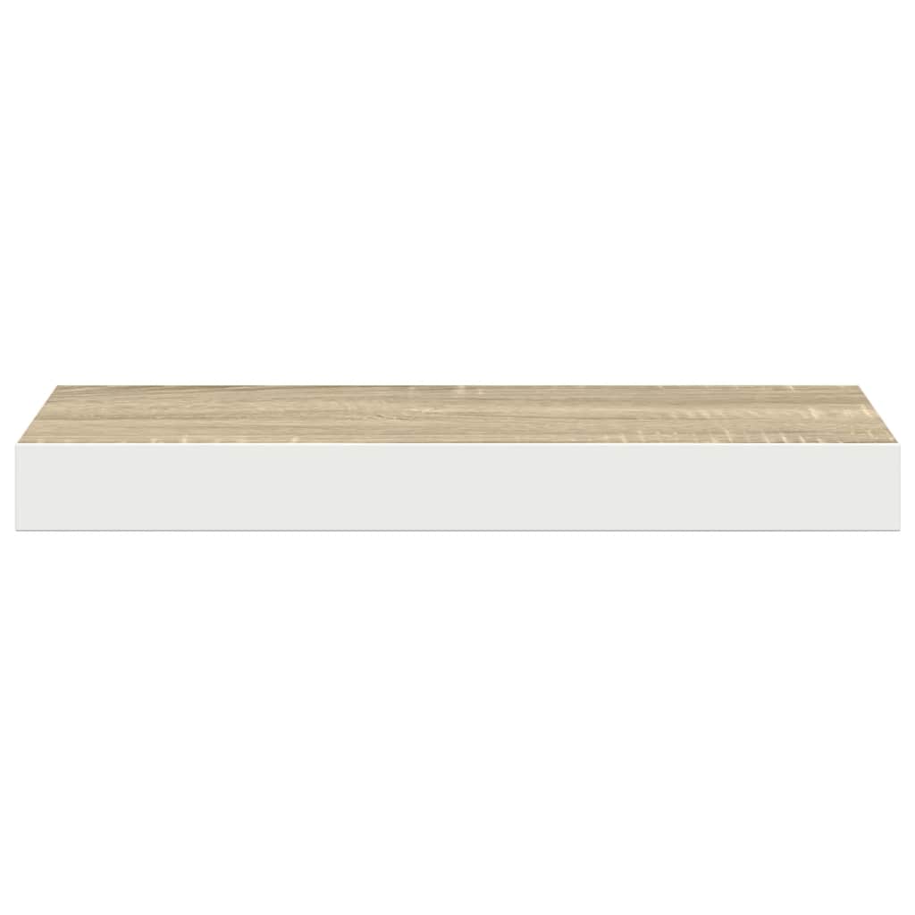 Plutajuće zidne police 2 kom hrast i bijele 50x23x3,8 cm MDF