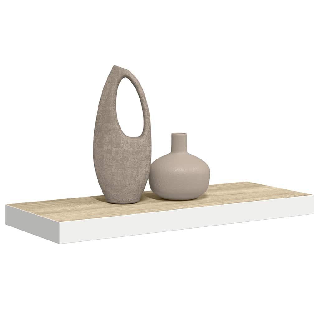 Plutajuća zidna polica boja hrasta i bijela 60x23,5x3,8 cm MDF