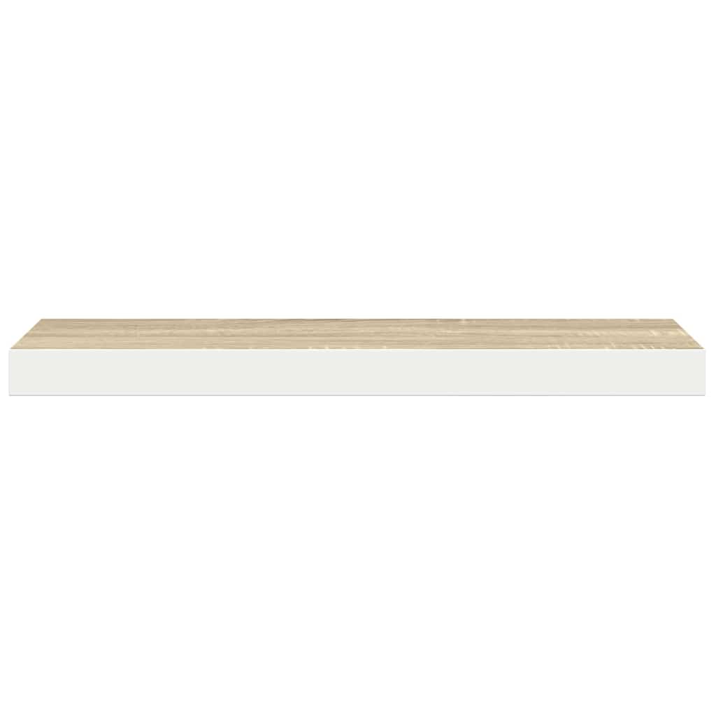 Plutajuće zidne police 2 kom hrast i bijele 60x23,5x3,8 cm MDF