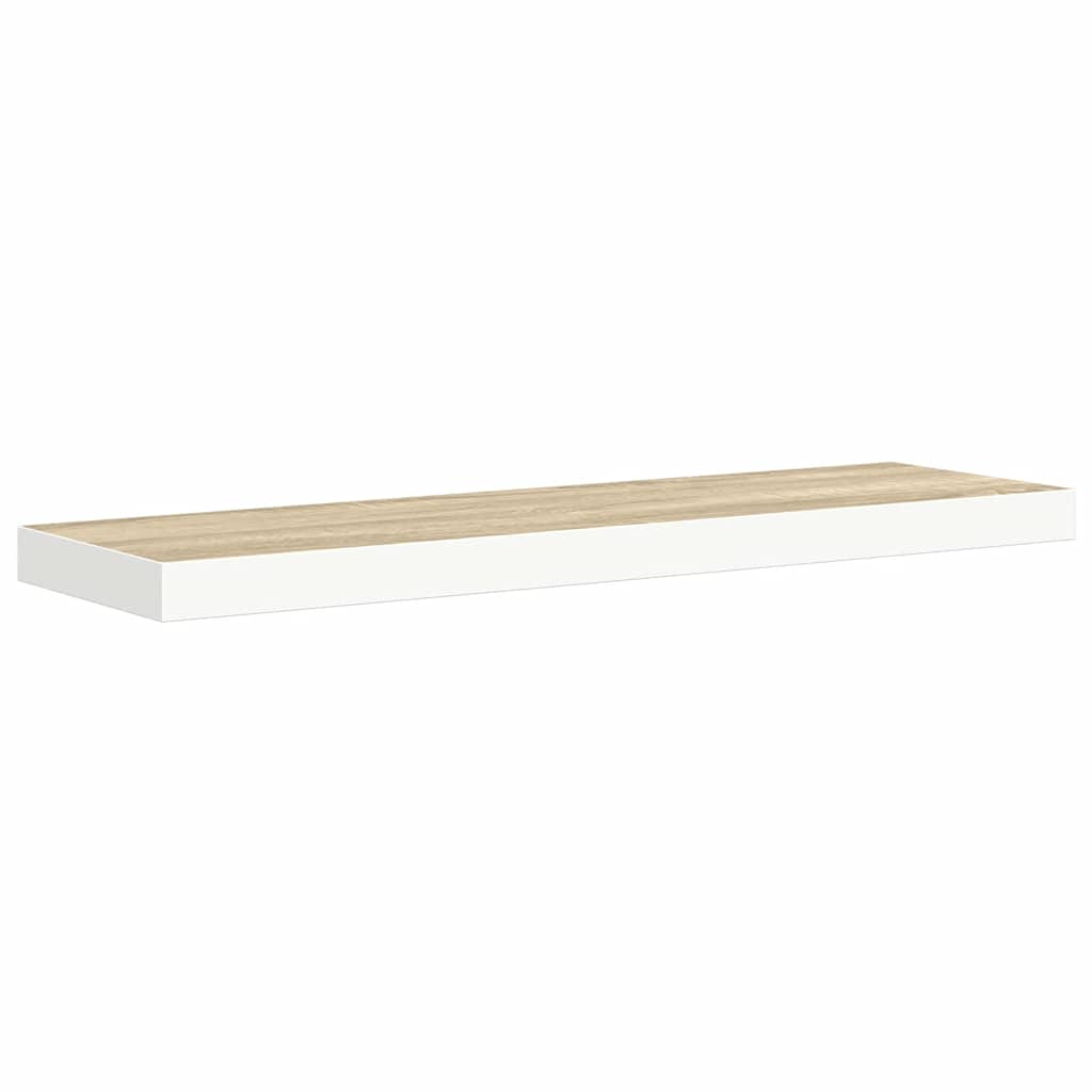 Plutajuća zidna polica boja hrasta i bijela 90x23,5x3,8 cm MDF
