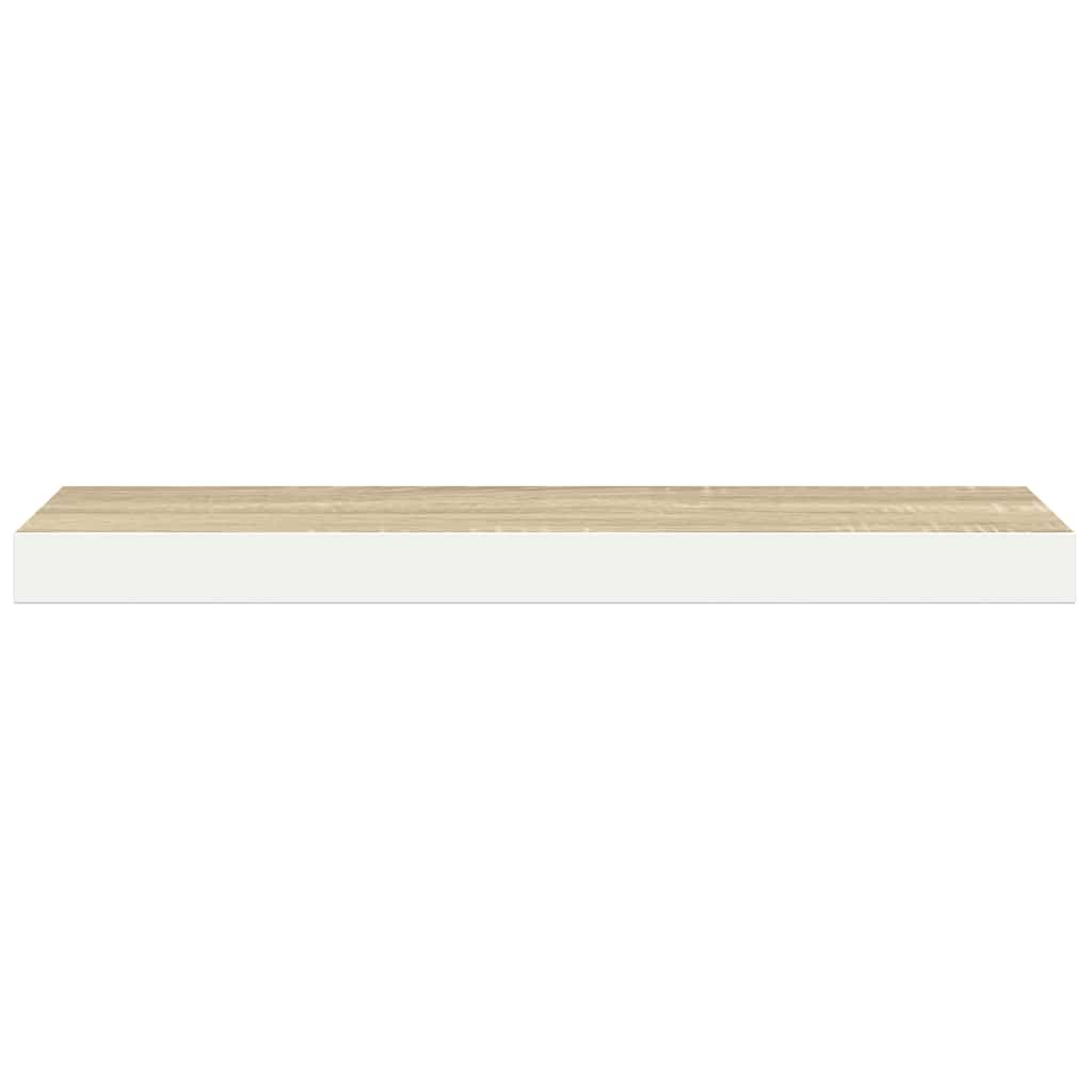 Plutajuće zidne police 2 kom hrast i bijele 90x23,5x3,8 cm MDF