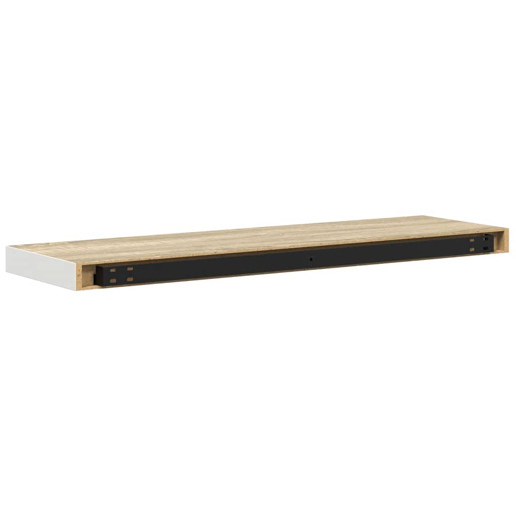 Plutajuće zidne police 4 kom hrast i bijele 90x23,5x3,8 cm MDF