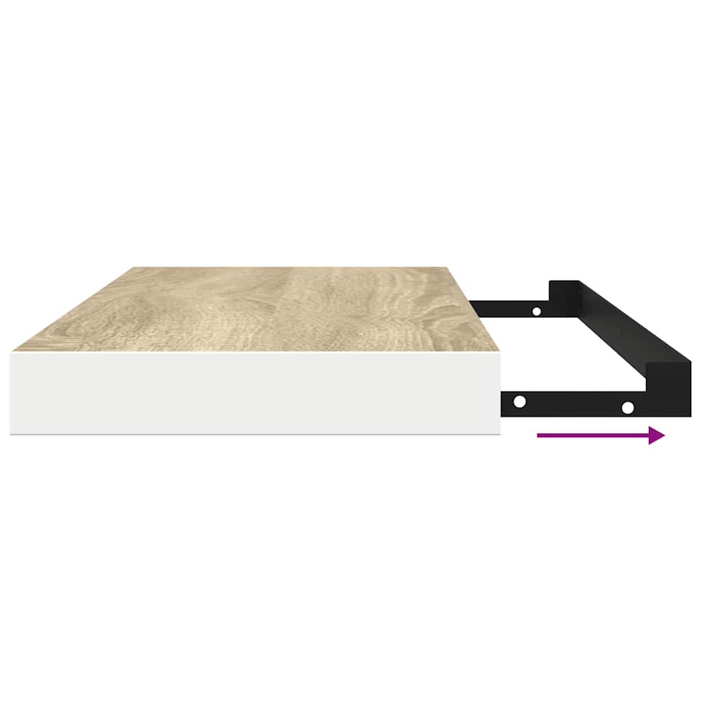 Plutajuće zidne police 4 kom hrast i bijele 90x23,5x3,8 cm MDF