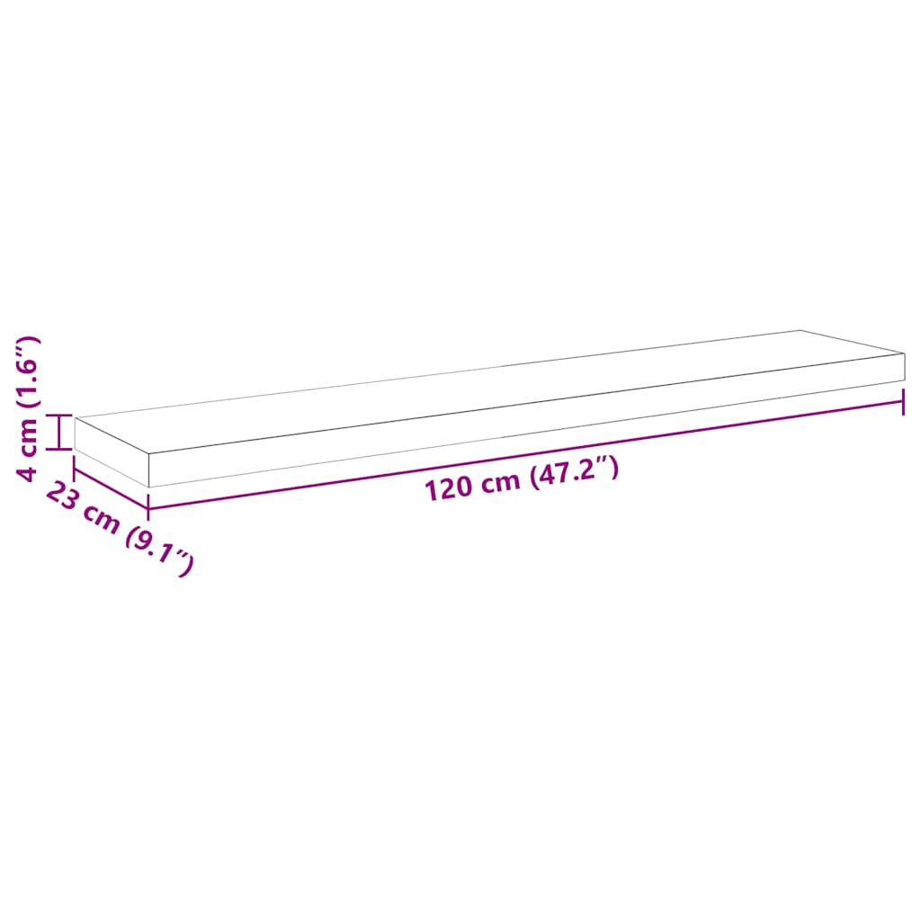 Plutajuća zidna polica boja hrasta i bijela 120x23,5x3,8 cm MDF