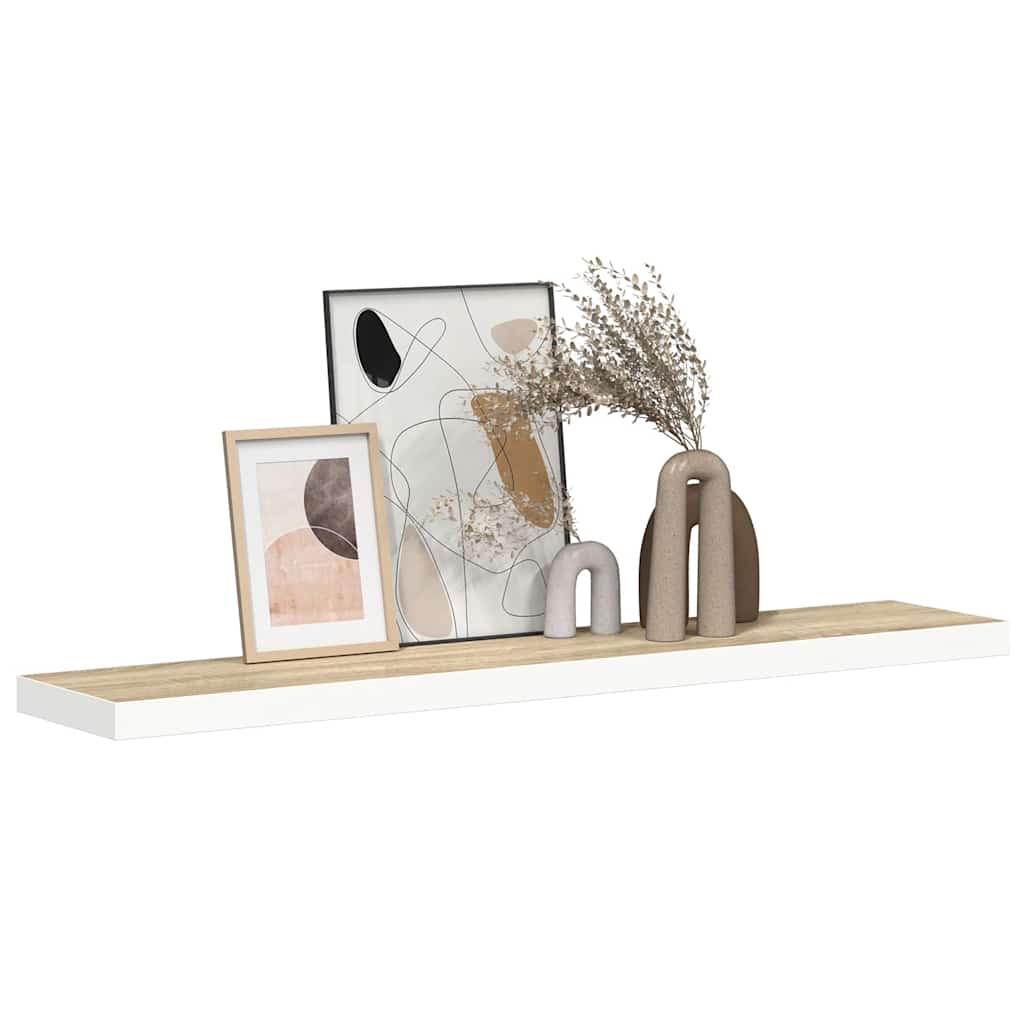 Plutajuća zidna polica boja hrasta i bijela 120x23,5x3,8 cm MDF