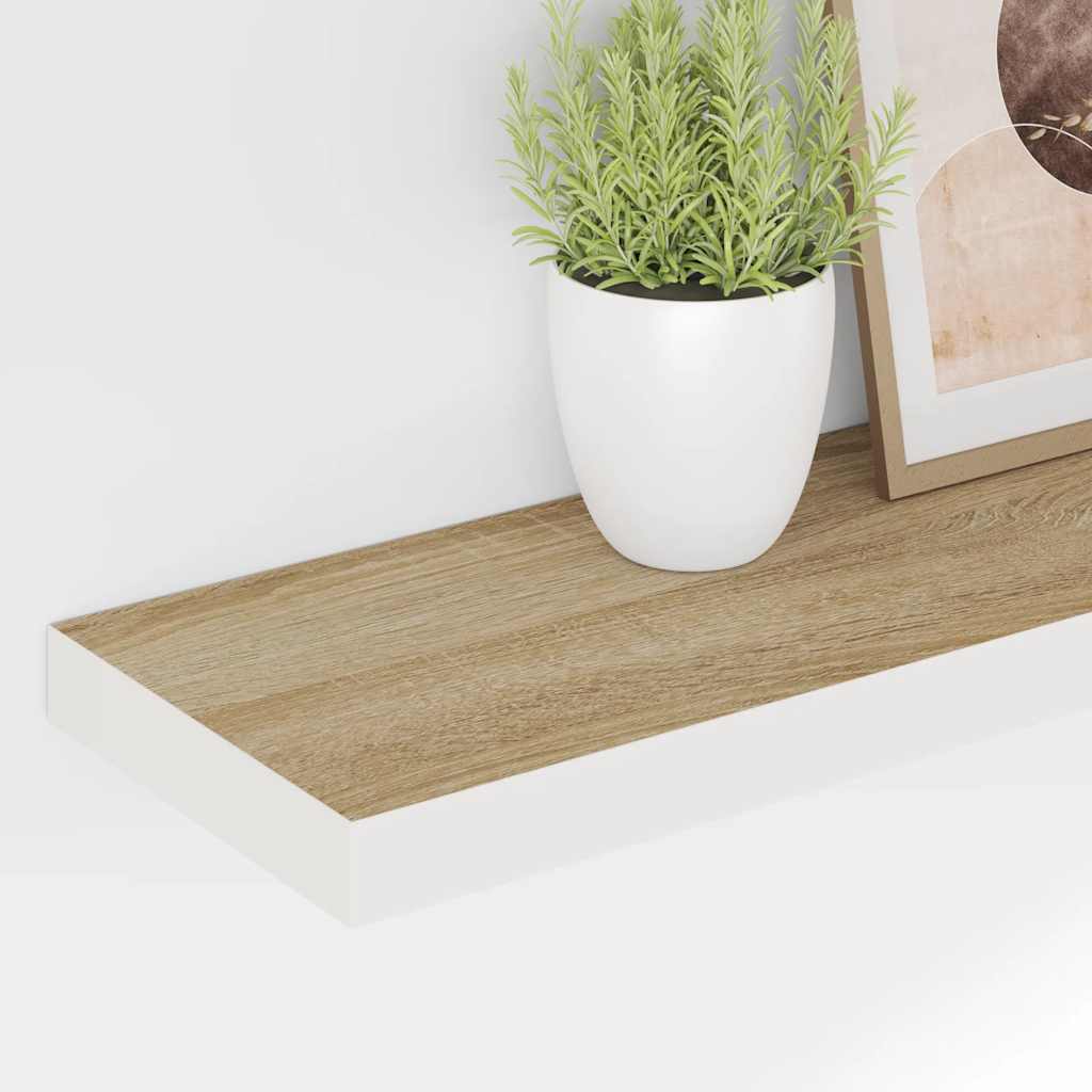 Plutajuće zidne police 4 kom hrast i bijele 120x23,5x3,8 cm MDF