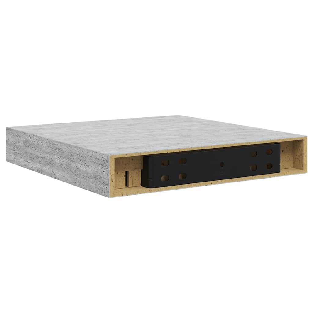 Plutajuća zidna polica siva boja betona 23 x 23,5 x 3,8 cm MDF