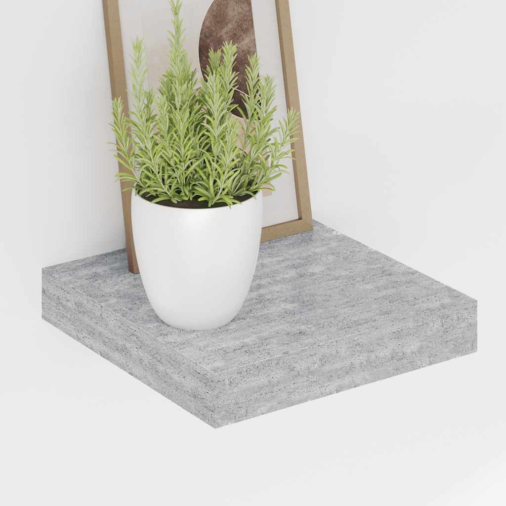 Plutajuće zidne police 2 kom boja betona 23 x 23,5 x 3,8 cm MDF