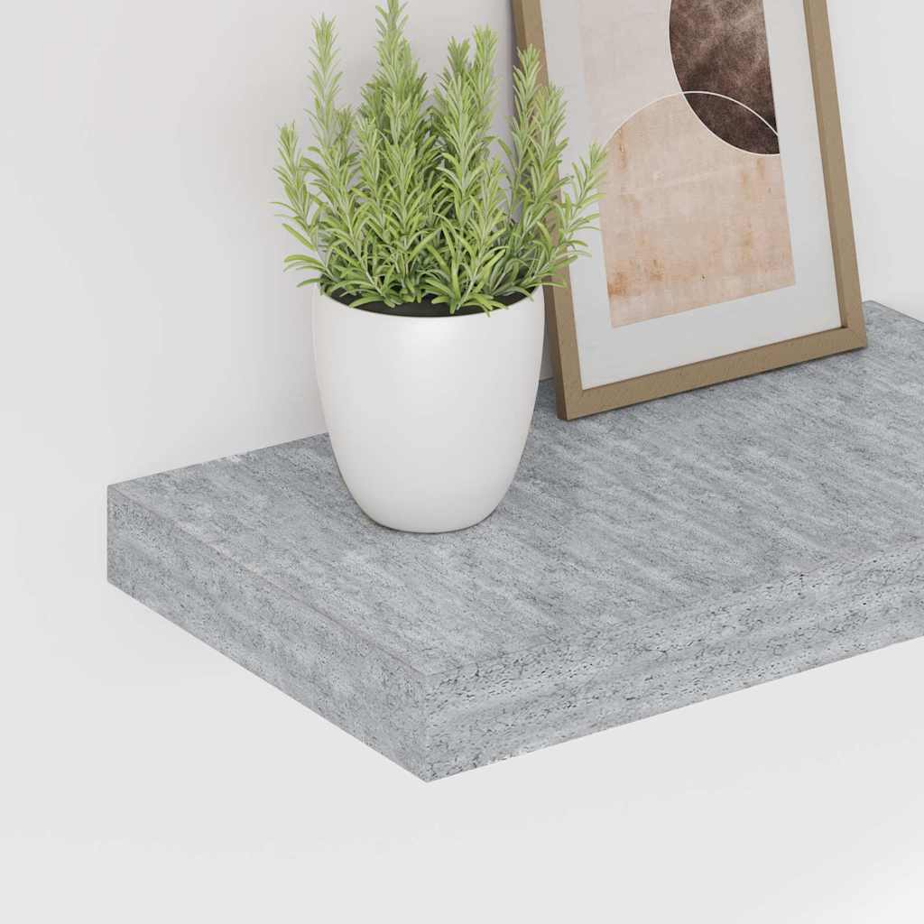 Plutajuća zidna polica siva boja betona 40 x 23 x 3,8 cm MDF