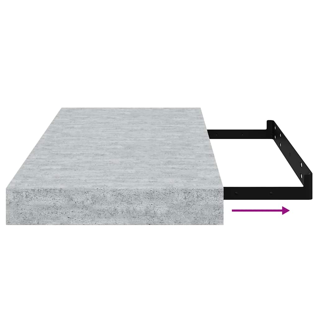 Plutajuće zidne police 4 kom boja betona 50 x 23 x 3,8 cm MDF