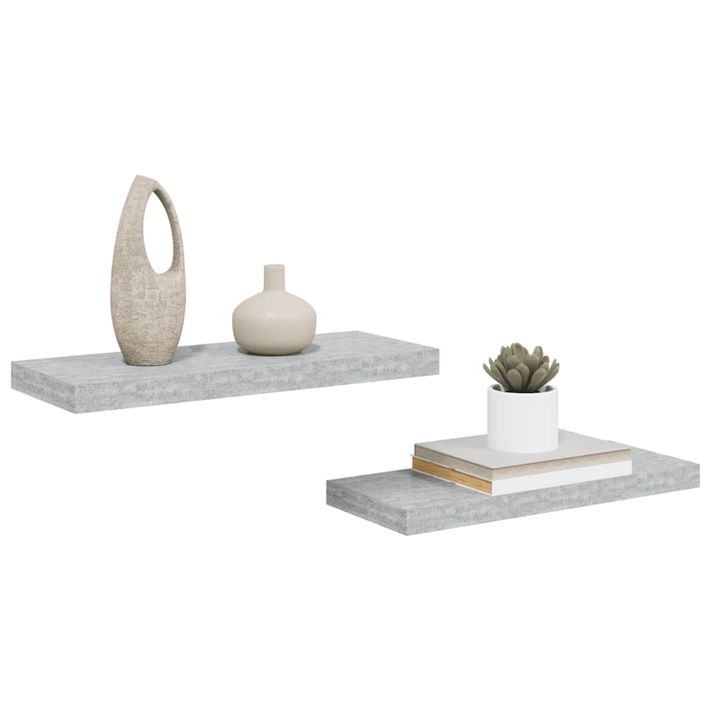 Plutajuće zidne police 2 kom boja betona 60 x 23,5 x 3,8 cm MDF