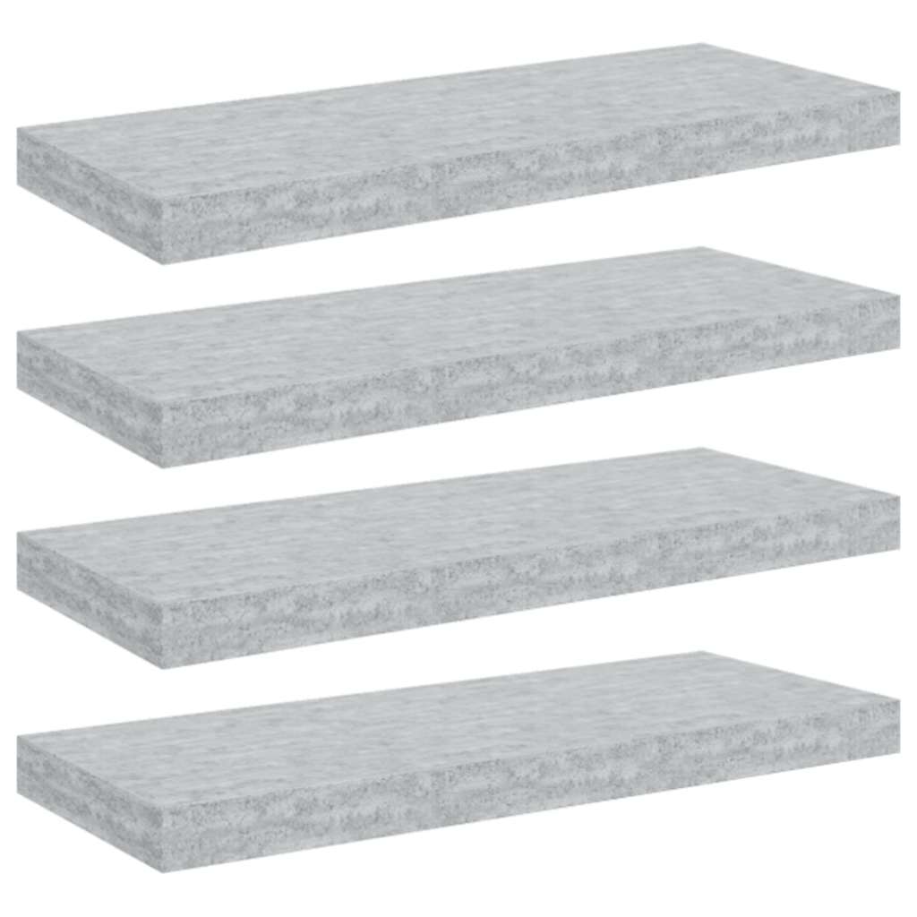 Plutajuće zidne police 4 kom boja betona 60 x 23,5 x 3,8 cm MDF