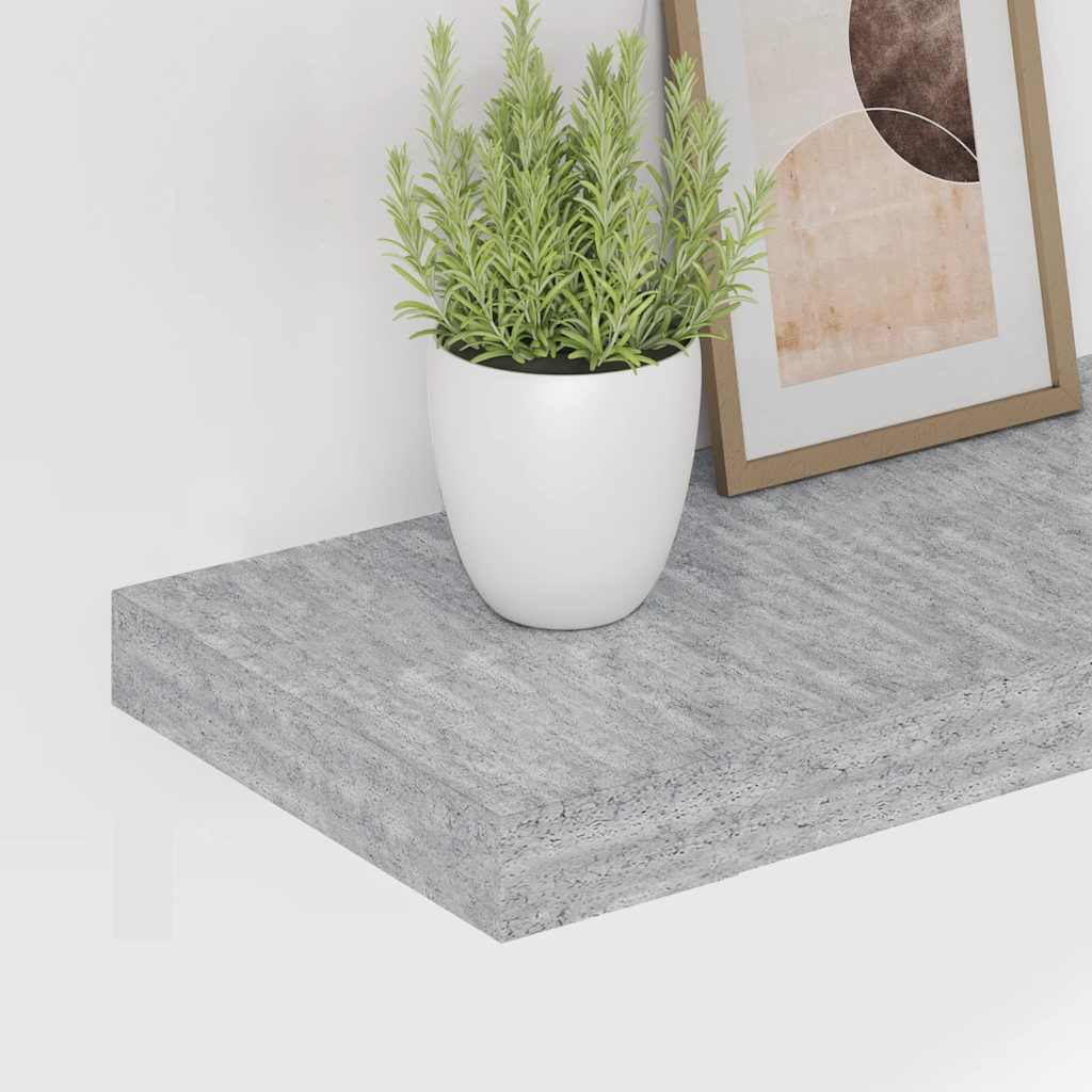 Plutajuća zidna polica siva boja betona 80 x 23,5 x 3,8 cm MDF