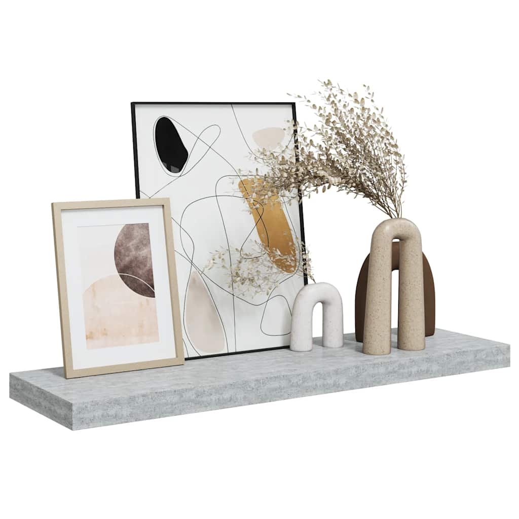 Plutajuća zidna polica siva boja betona 80 x 23,5 x 3,8 cm MDF
