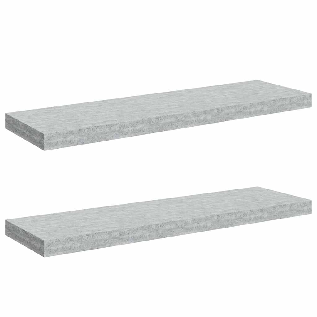 Plutajuće zidne police 2 kom boja betona 80 x 23,5 x 3,8 cm MDF