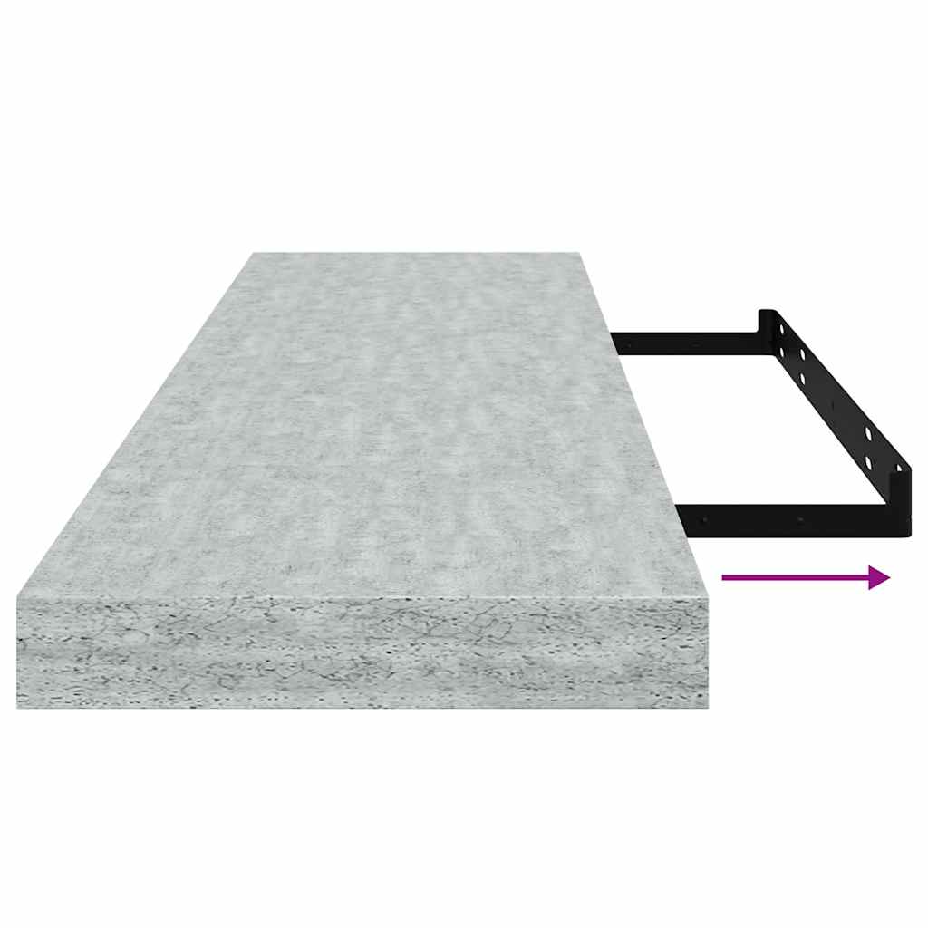 Plutajuća zidna polica siva boja betona 90 x 23,5 x 3,8 cm MDF