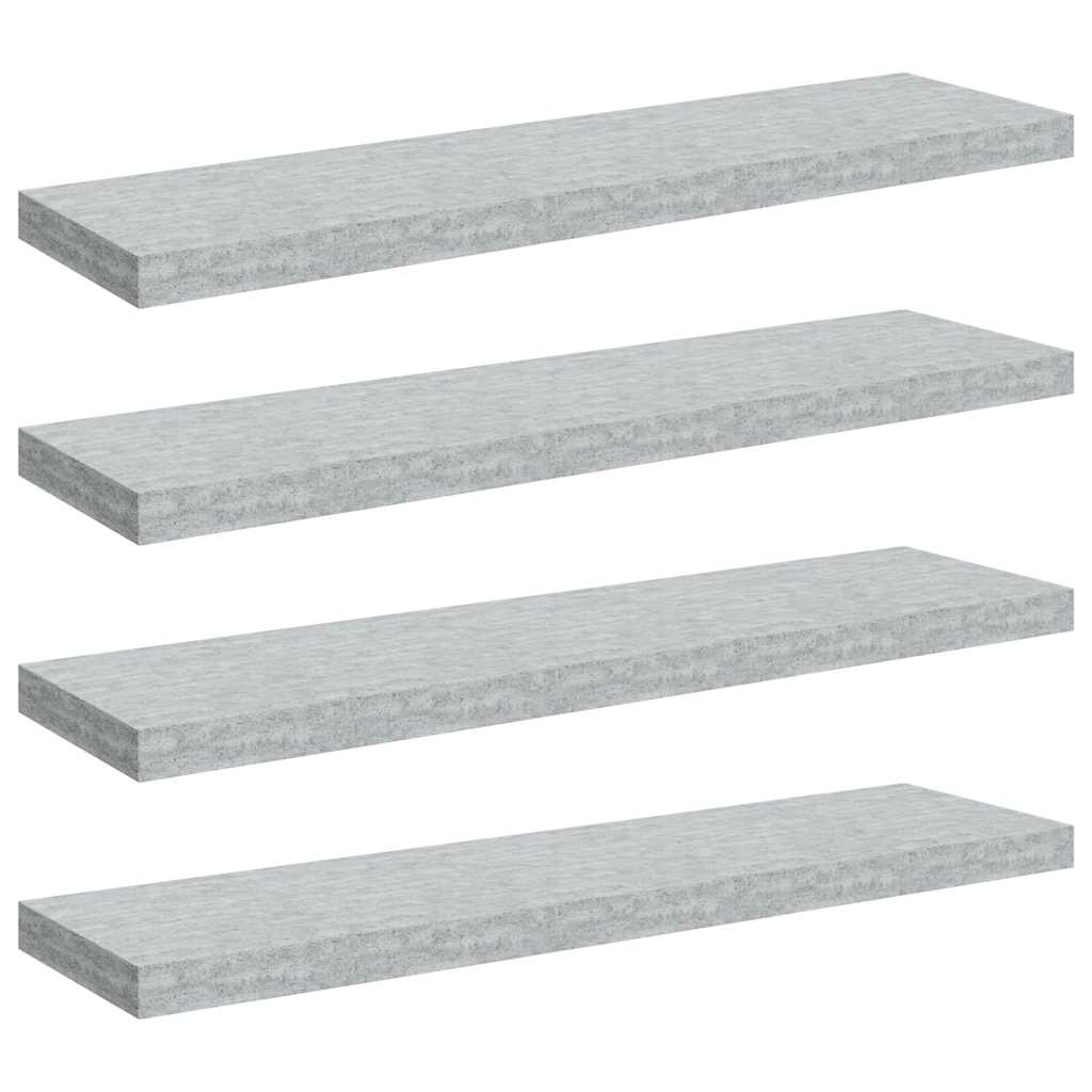 Plutajuće zidne police 4 kom boja betona 90x23,5x3,8 cm MDF