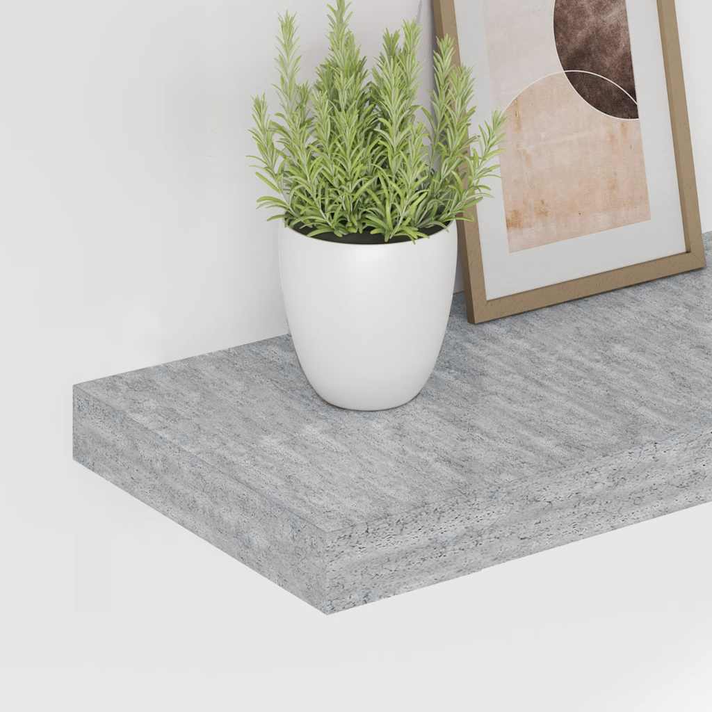 Plutajuća zidna polica siva boja betona 120 x 23,5 x 3,8 cm MDF