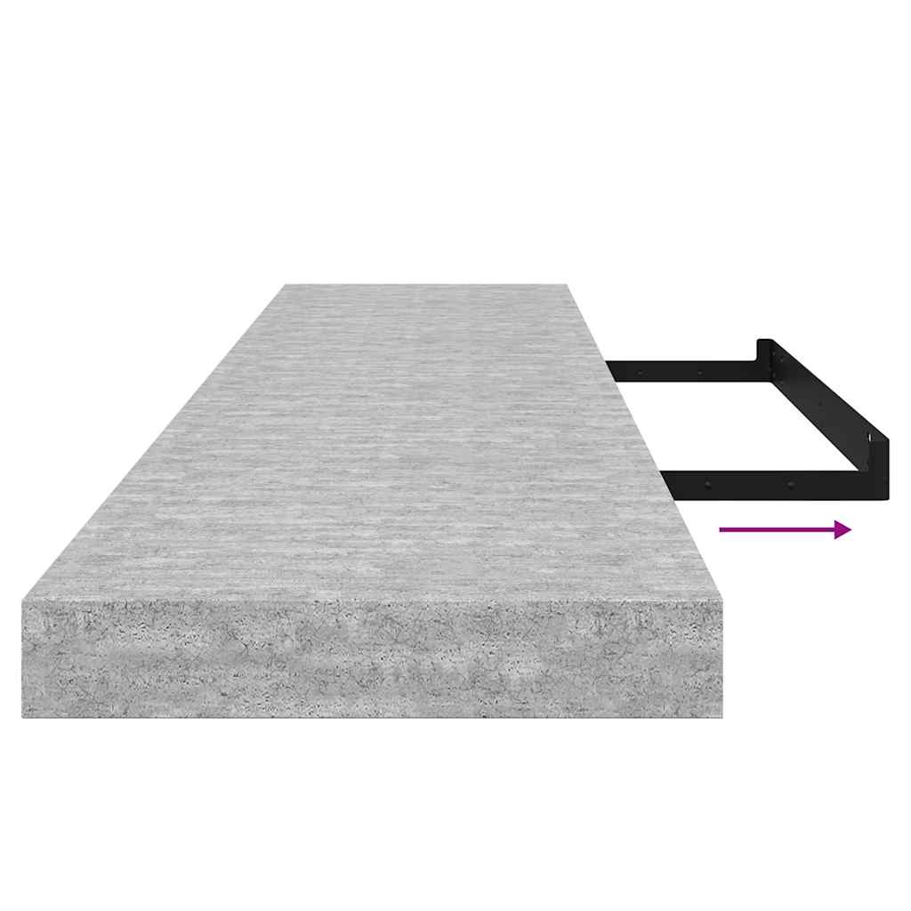 Plutajuća zidna polica siva boja betona 120 x 23,5 x 3,8 cm MDF