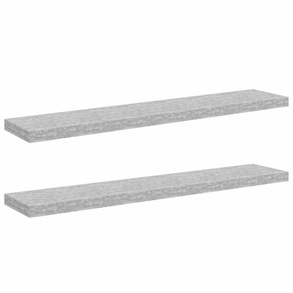 Plutajuće zidne police 2 kom boja betona 120x23,5x3,8 cm MDF