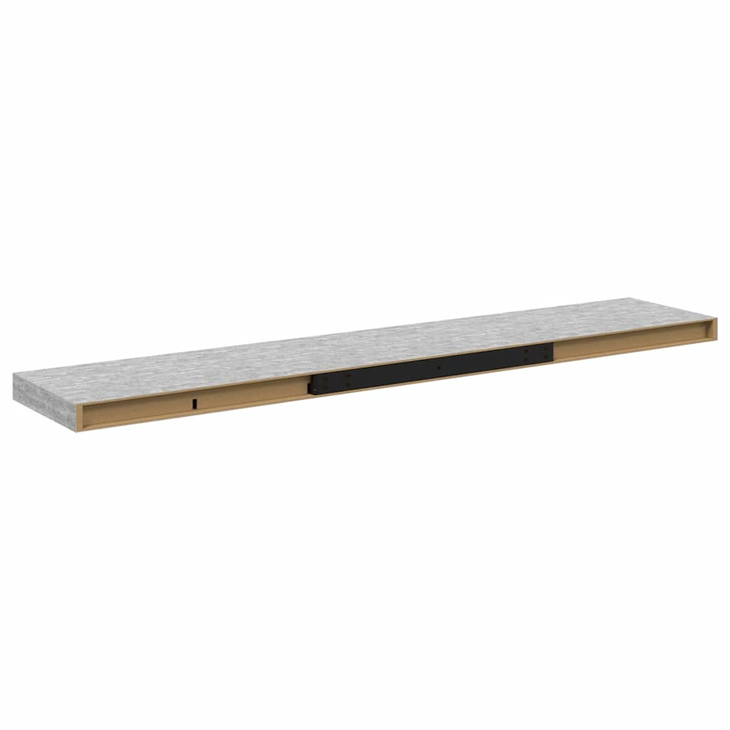 Plutajuće zidne police 2 kom boja betona 120x23,5x3,8 cm MDF