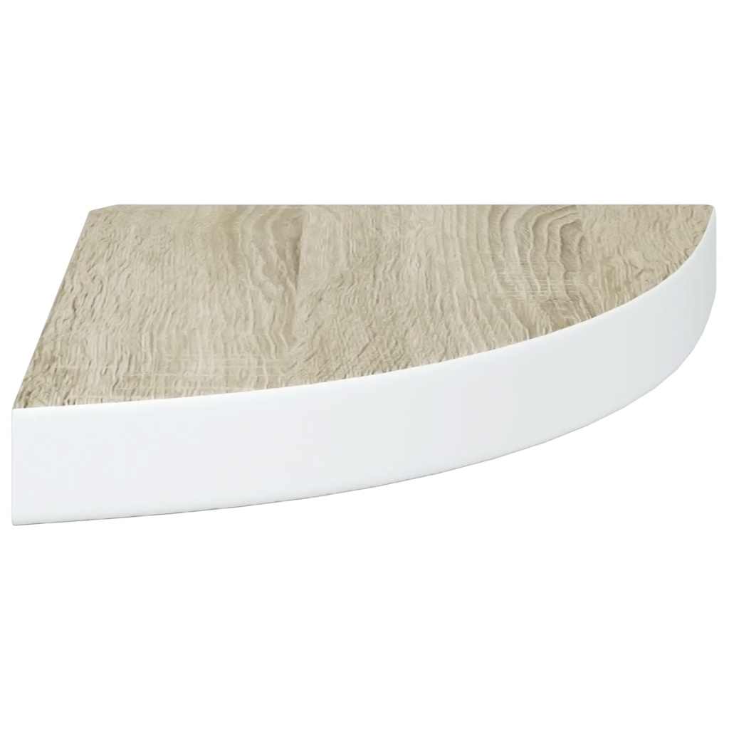 Kutna zidna polica boja hrasta i bijela 25 x 25 x 3,8 cm MDF