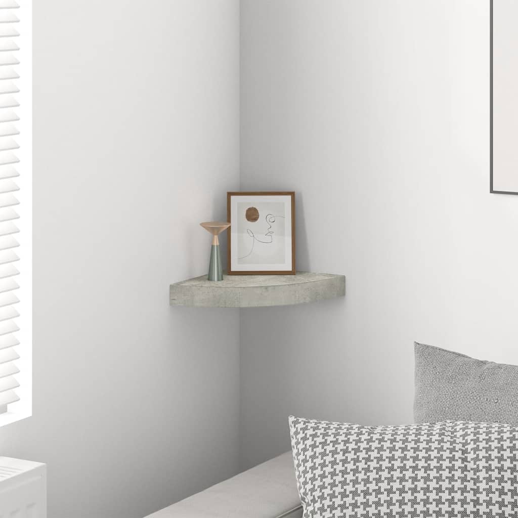 Kutna zidna polica siva boja betona 25 x 25 x 3,8 cm MDF