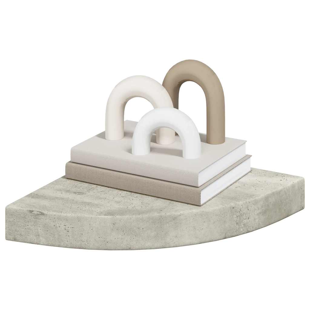 Kutna zidna polica siva boja betona 25 x 25 x 3,8 cm MDF
