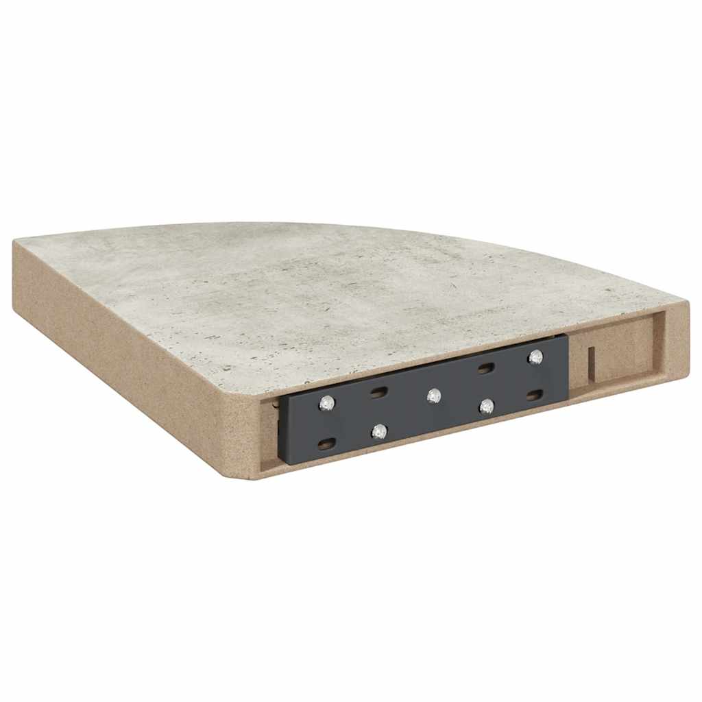 Kutna zidna polica siva boja betona 25 x 25 x 3,8 cm MDF