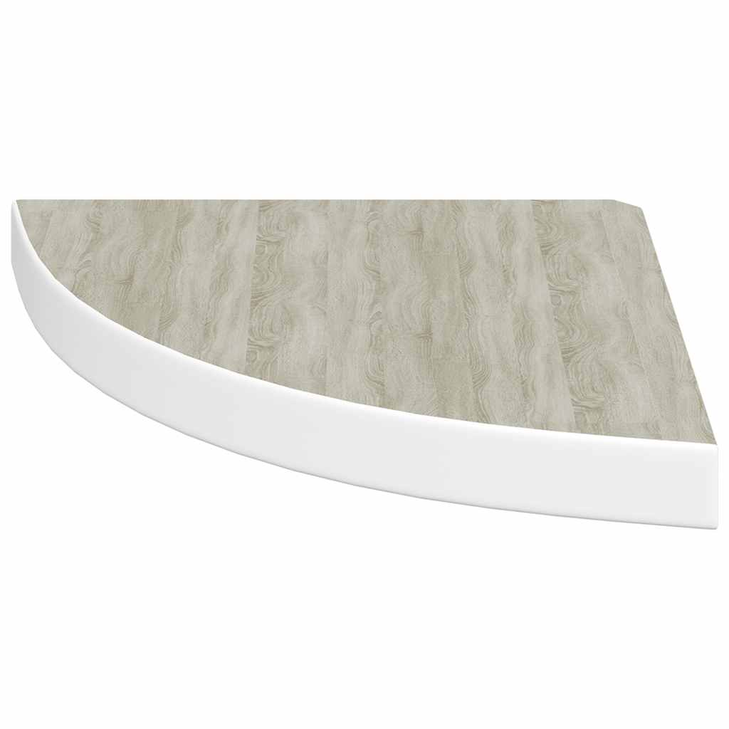 Kutna zidna polica boja hrasta i bijela 35 x 35 x 3,8 cm MDF