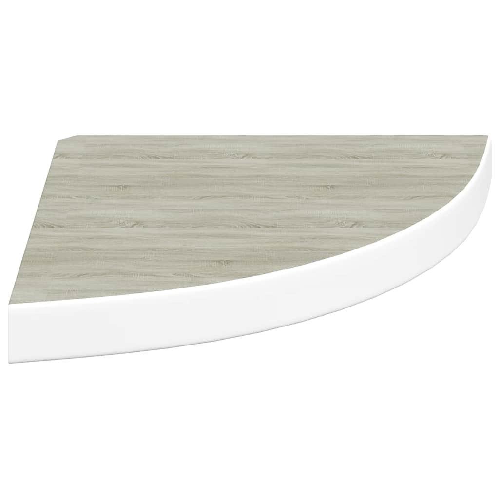 Kutna zidna polica boja hrasta i bijela 35 x 35 x 3,8 cm MDF