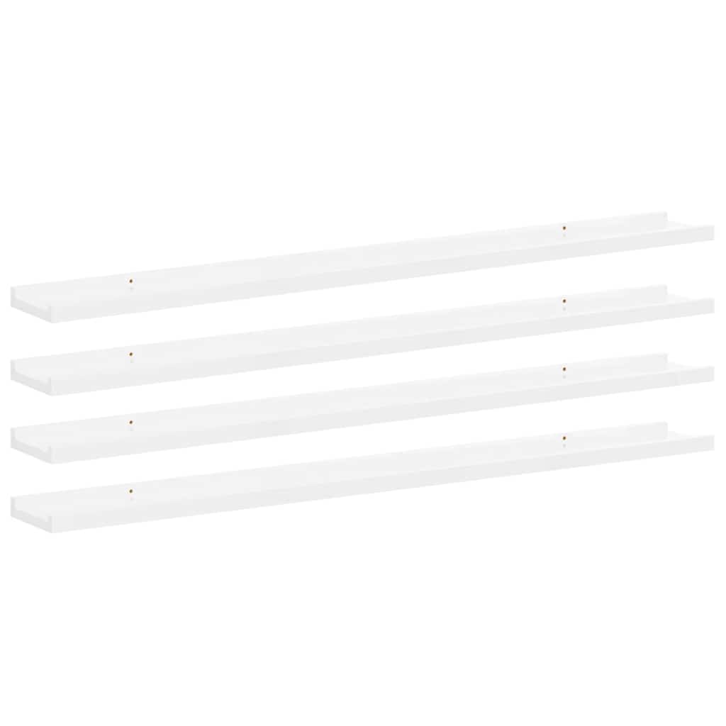 Zidne police 4 kom visoki sjaj bijele 100 x 9 x 3 cm