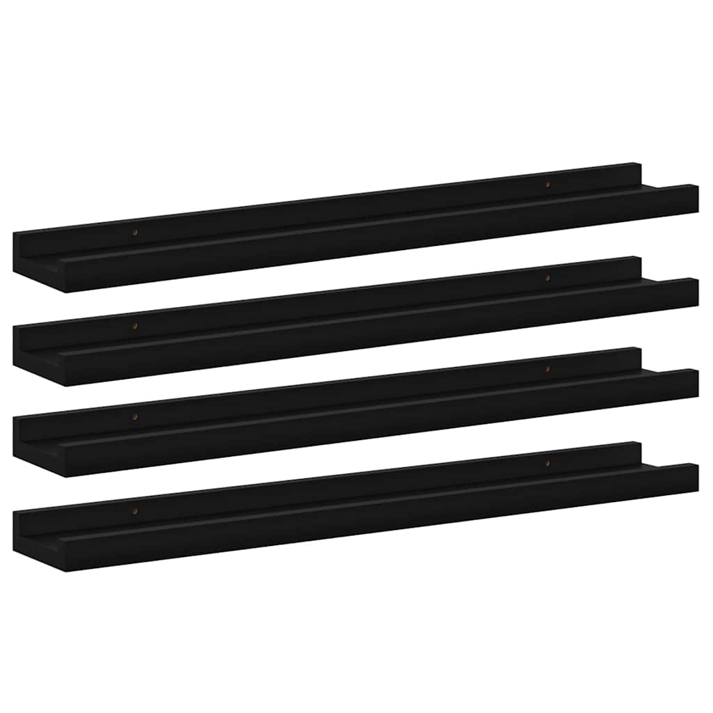 Zidne police 4 kom crne 60 x 9 x 3 cm