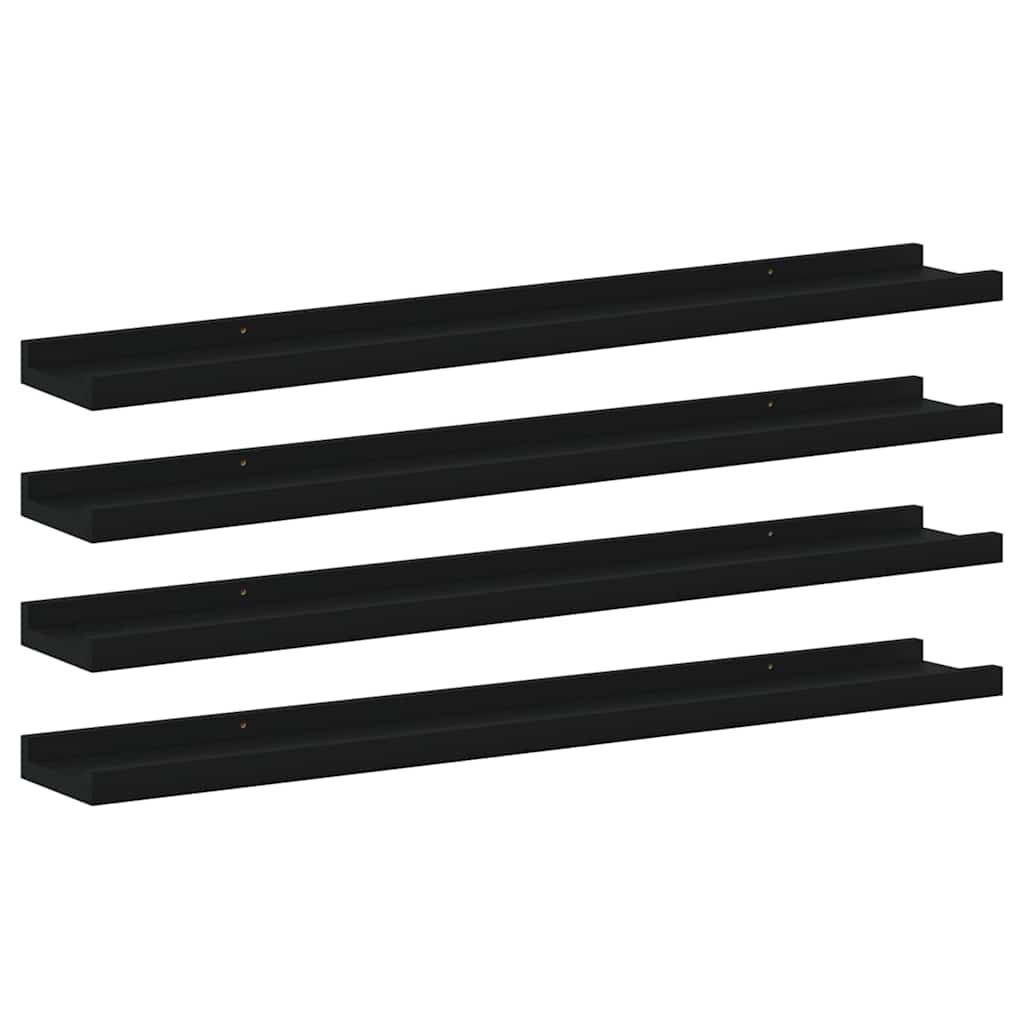 Zidne police 4 kom crne 80 x 9 x 3 cm