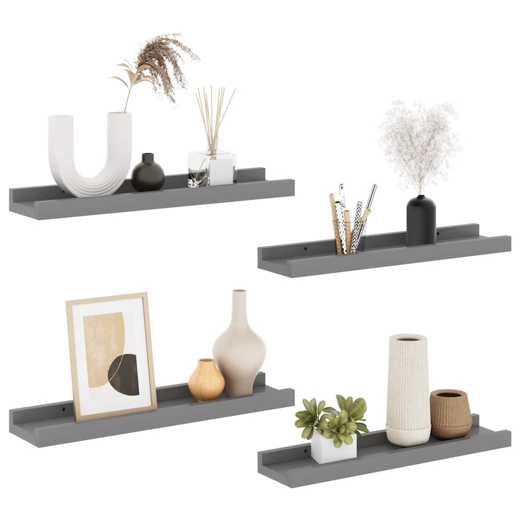Zidne police 4 kom sive 40 x 9 x 3 cm