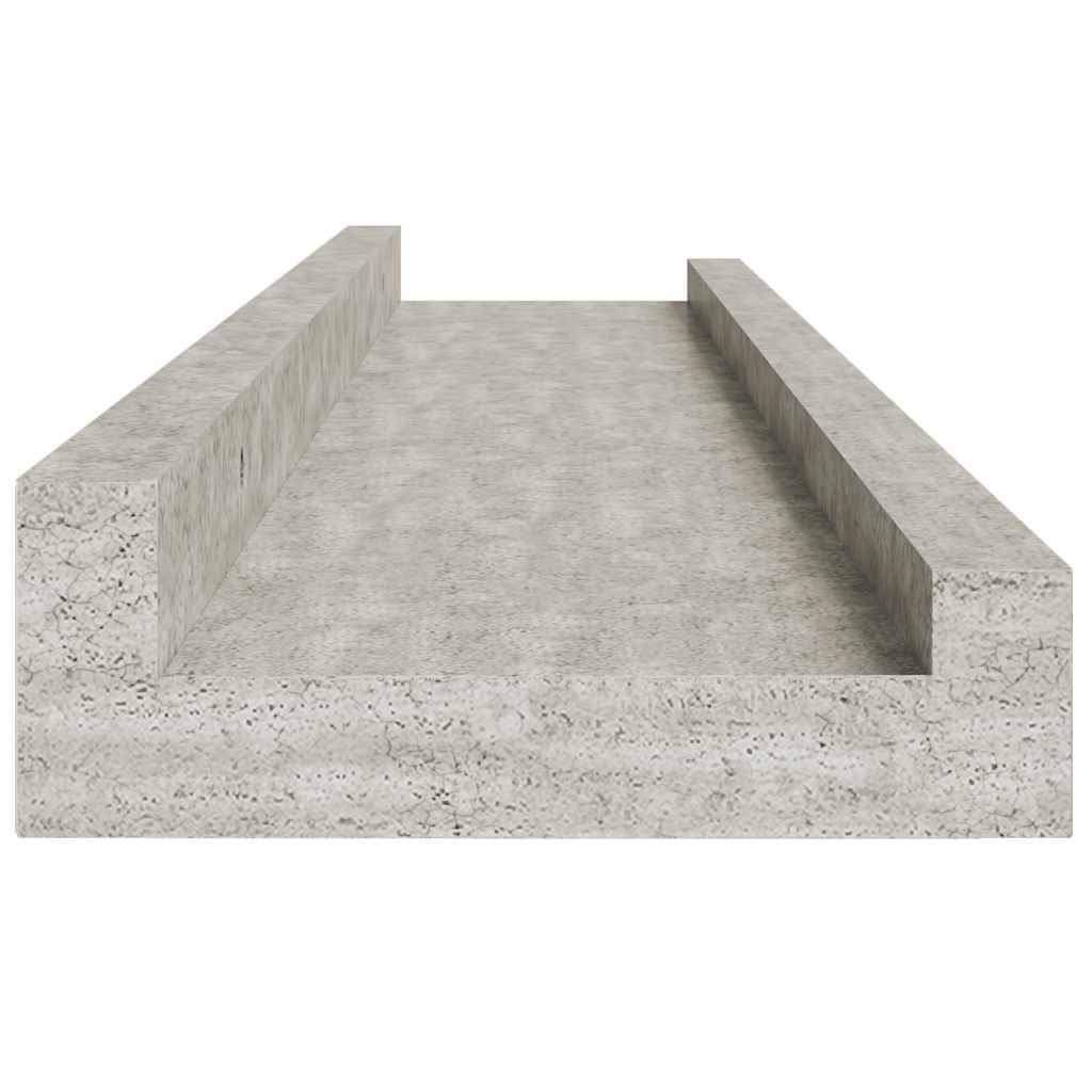 Zidne police 2 kom siva boja betona 80 x 9 x 3 cm