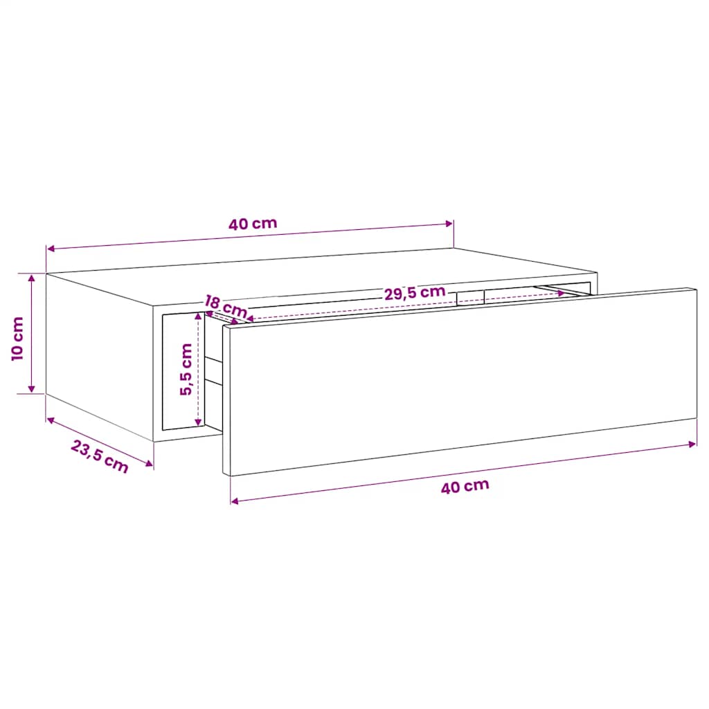 Zidna polica s ladicom bijela 40 x 23,5 x 10 cm MDF