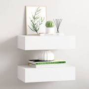 Zidne police s ladicom 2 kom bijele 40 x 23,5 x 10 cm MDF