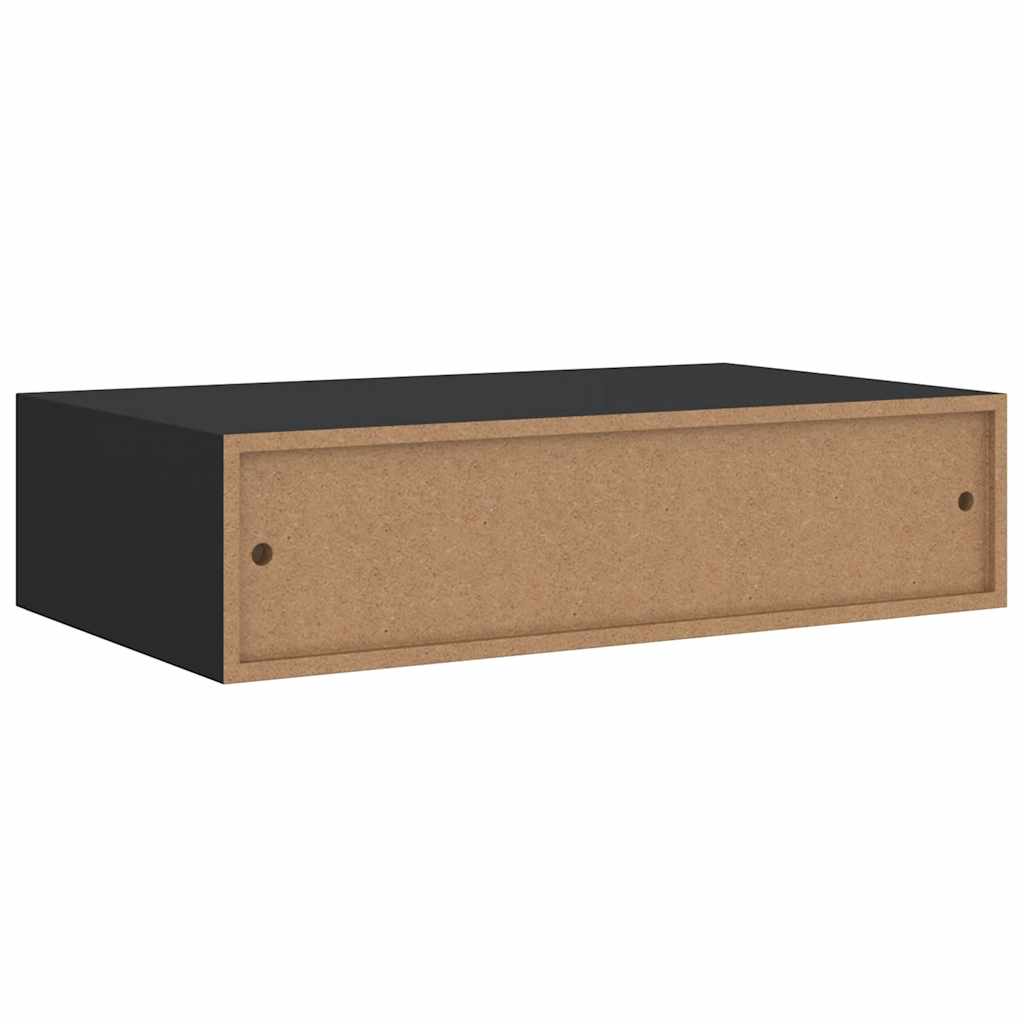 Zidna polica s ladicom crna 40 x 23,5 x 10 cm MDF