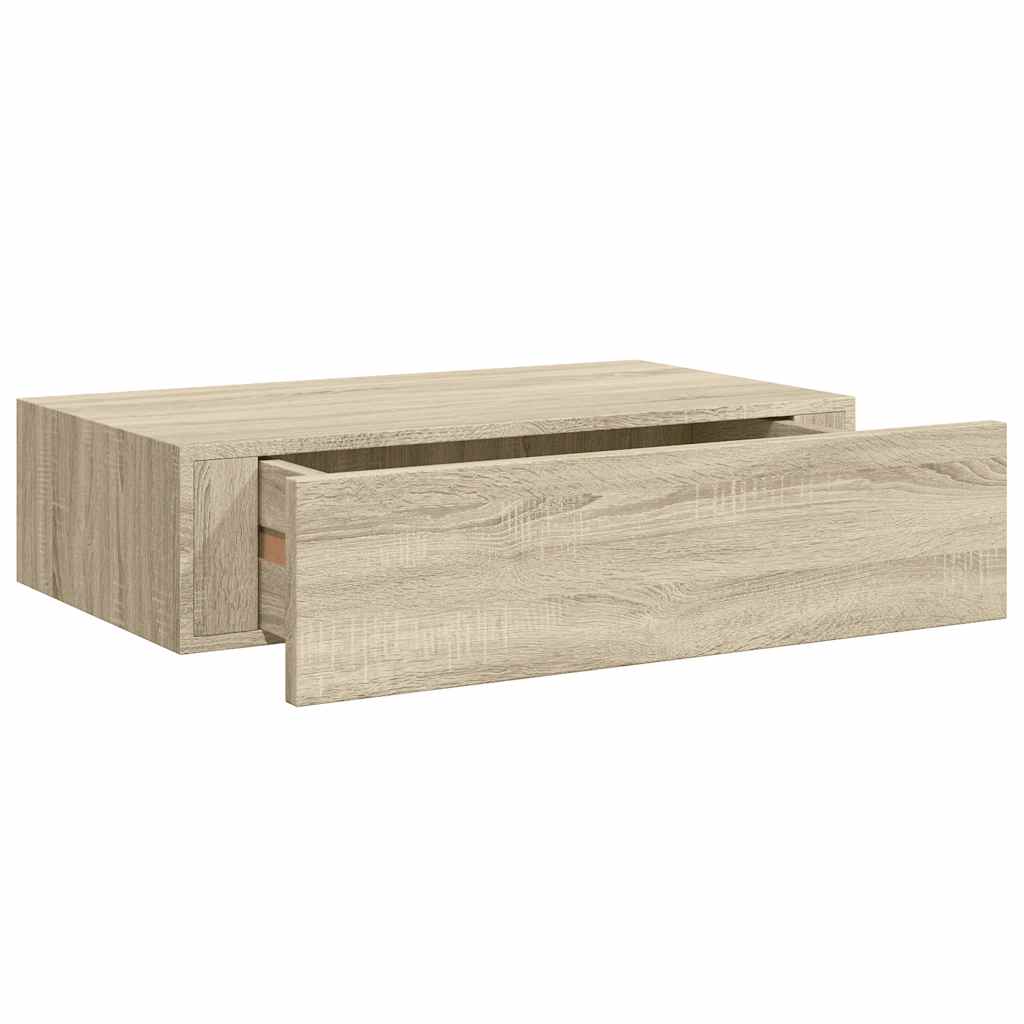Zidne police s ladicom 2 kom boja hrasta 40 x 23,5 x 10 cm MDF