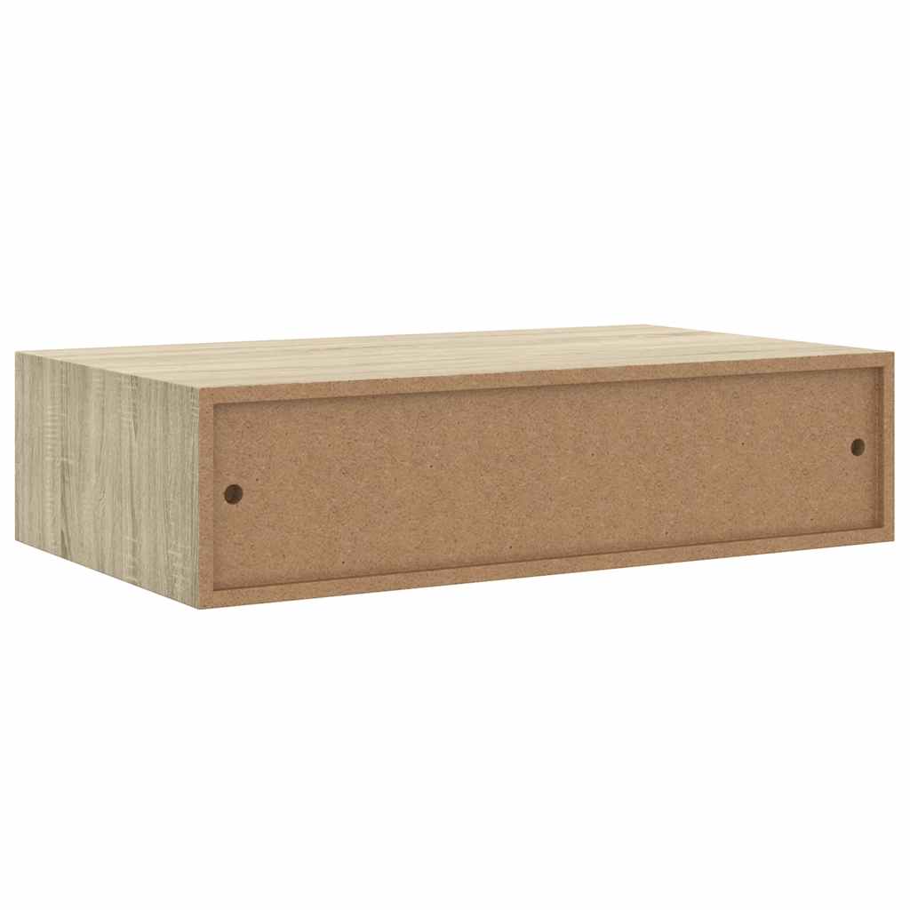 Zidne police s ladicom 2 kom boja hrasta 40 x 23,5 x 10 cm MDF